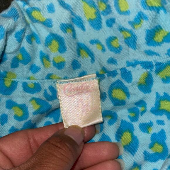 Vintage Y2K Candie's Pajama Set Blue/Hot Pink Animal Print Junior's Size Medium - Picture 4 of 6